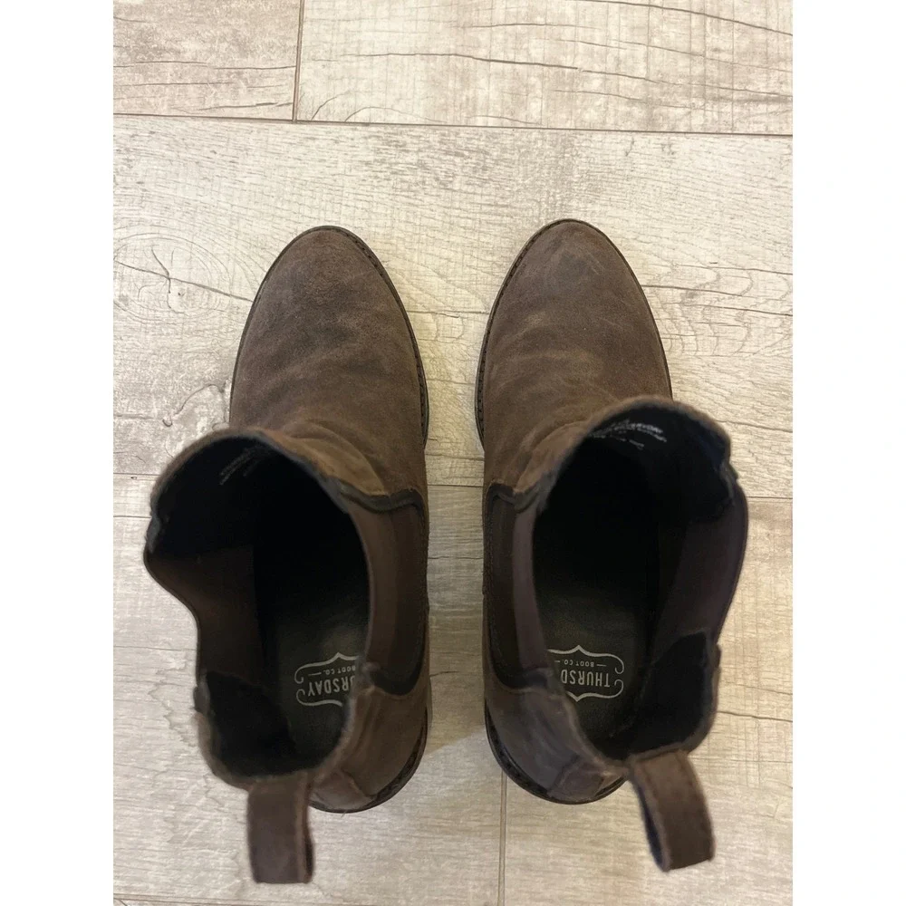 Thursday Boot Co. Women's Chelsea Boots Dark‎ Brown Suede Block Heel Size 8